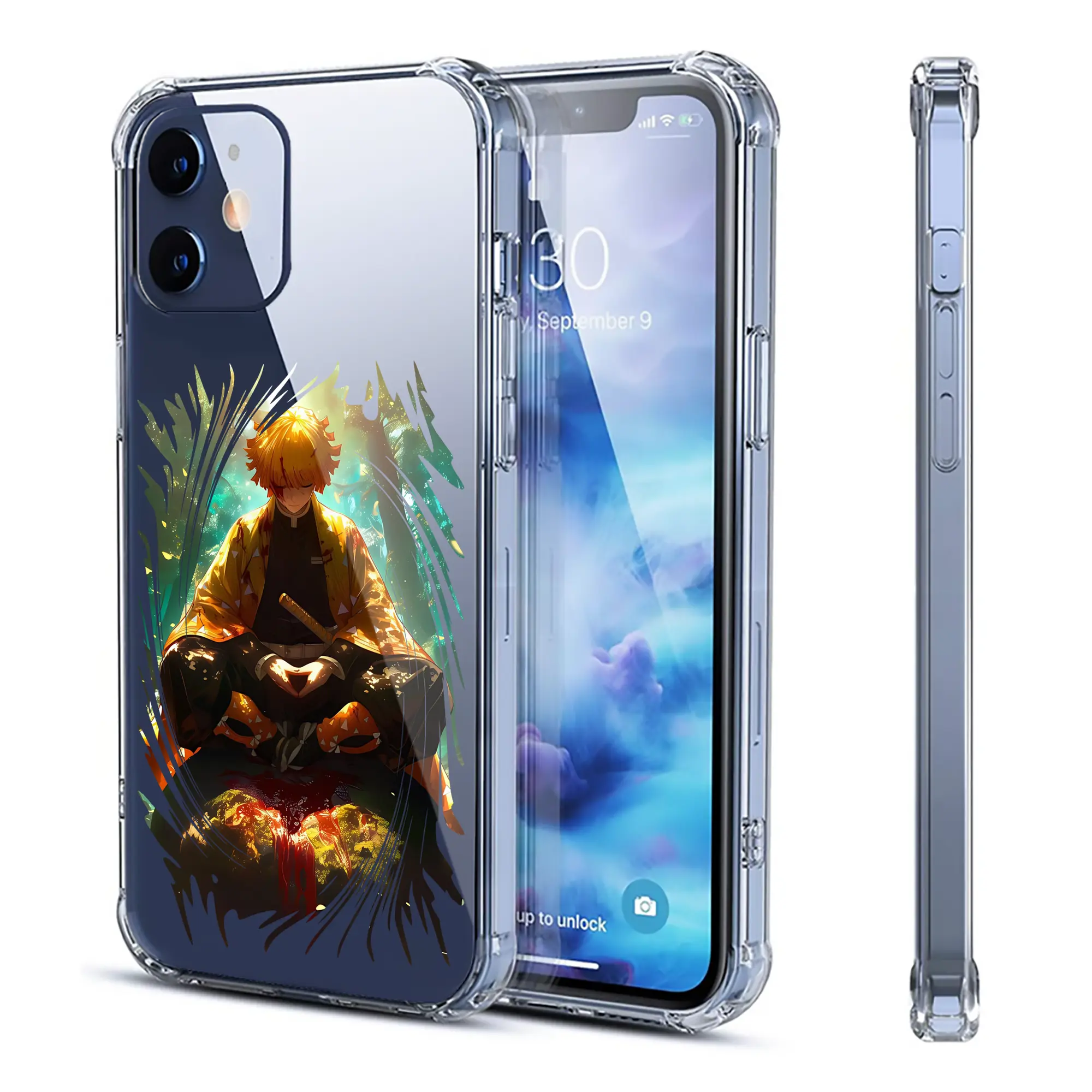 鬼滅の刃 グッズ,我妻 善逸 - IPhone 12シリーズ対応 ・ 透明スマホケース ・ クリアソフトケース ・ TPU素材 ・ 耐衝撃 ・ 高密着 ・ 防汚 防指紋 ・ 簡単着脱